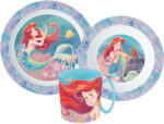 Disney Hercegnők Ariel étkészlet, micro műanyag szett bögrével 350 ml 1