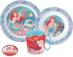 Disney Hercegnők Ariel étkészlet, micro műanyag szett bögrével 350 ml 2