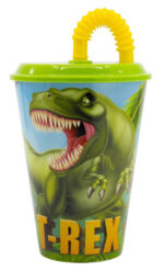 Dinoszaurusz T-Rex szívószálas pohár, műanyag 430 ml 1