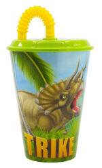 Dinoszaurusz T-Rex szívószálas pohár, műanyag 430 ml 2