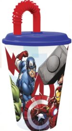 Bosszúállók Heroic Squad szívószálas pohár, műanyag 430 ml 1